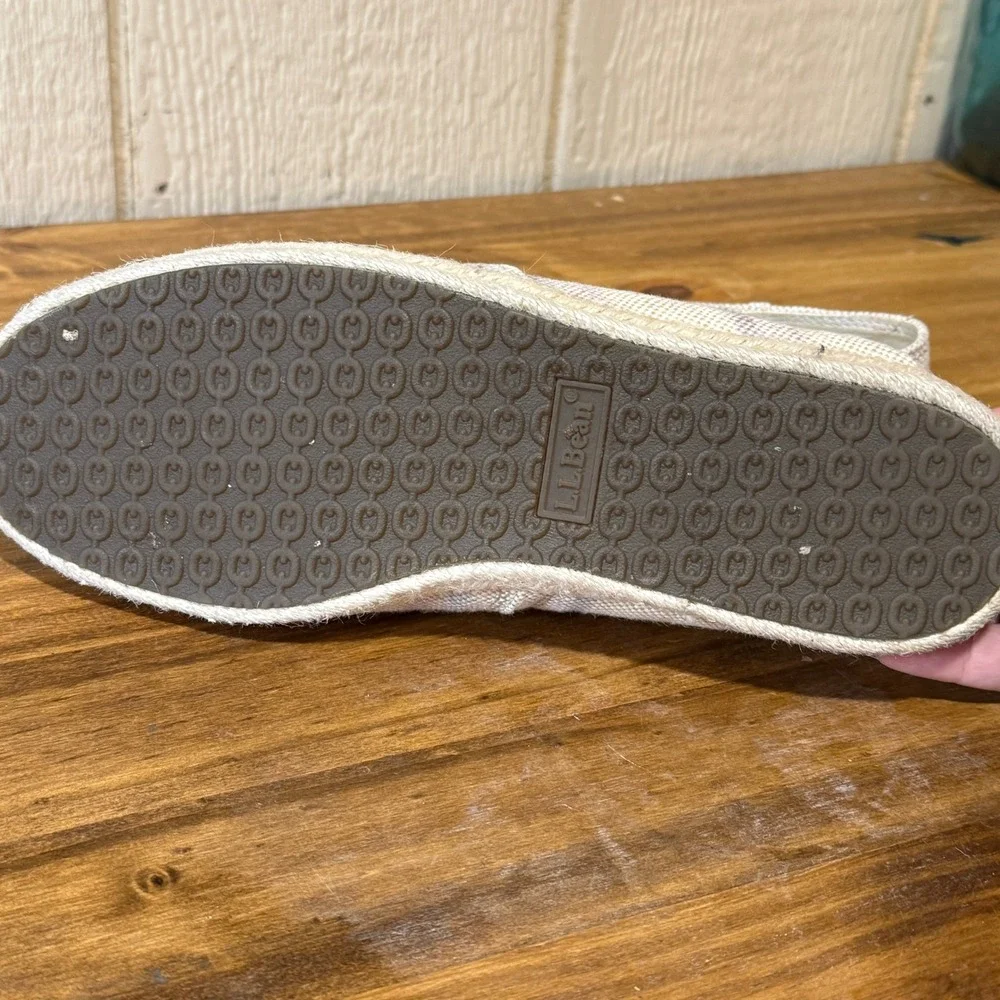 L.L.Bean Women's Slip On Espadrille Shoes Size‎ 9.5 Medium Beige Purple Stripe